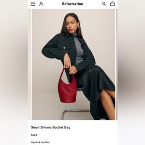 Reformation Lipstick Red Small Silvana Bucket Bag